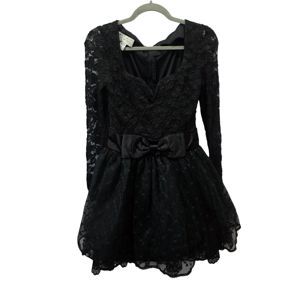 Scott McClintock Black Lace Party Dress Bow Fit Flare Vintage USA Size 8